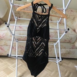 One-piece sexy black swimsuit